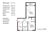 Grundriss - Vermietete 3-Zimmer-Wohnung mit Balkon in Straubing – ideal für Kapitalanleger